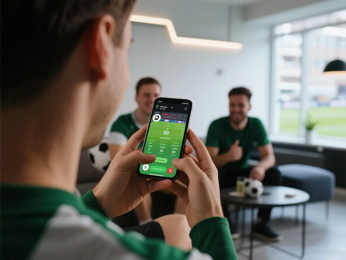 球迷使用手機追蹤賽事示意圖